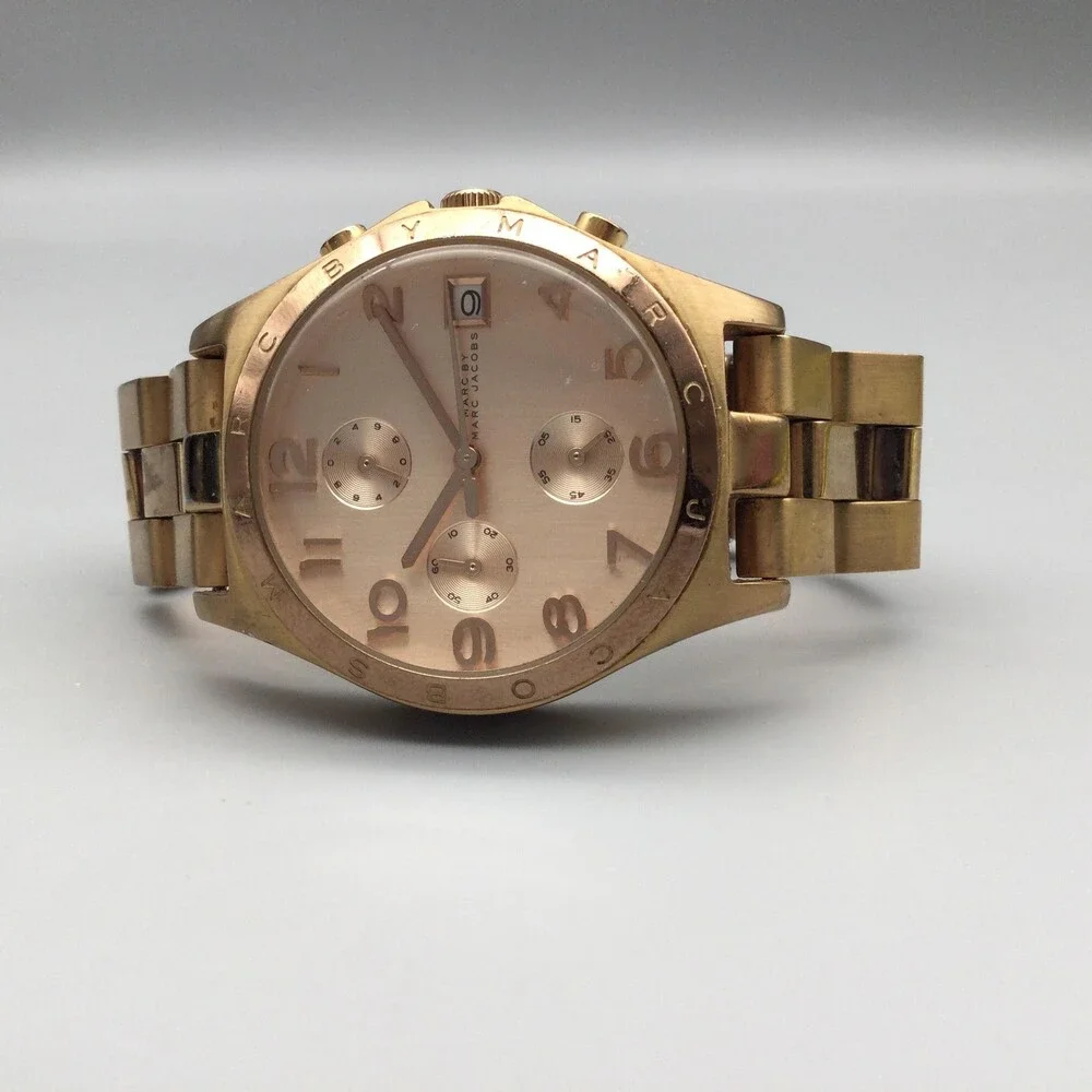 Marc By Marc Jacobs Henry Womens Watch 37mm Rose Gold Tone New Battery 6.25